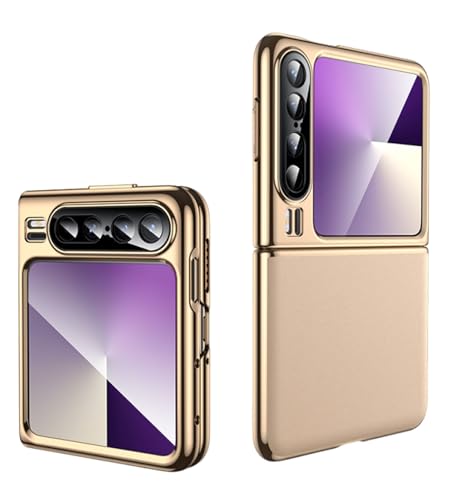 YUANSHXM-Phone Case for Huawei Pura X,for Women Men Premium Leather Ultra Slim Electroplated Case Shockproof Protective Cover Case (Gold,for Huawei Pura X)