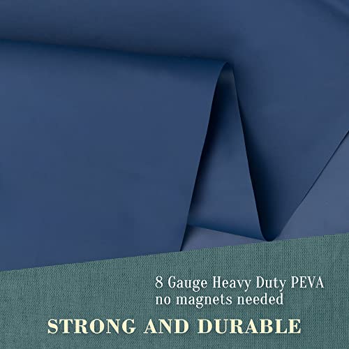 Image of No Hook PEVA Shower Curtain or Liner - 8G Heavy Duty Blue Bathroom Shower Curtain No Hooks Required, Waterproof Plastic & PVC Free, Standard Size 71 x 74, Navy Blue