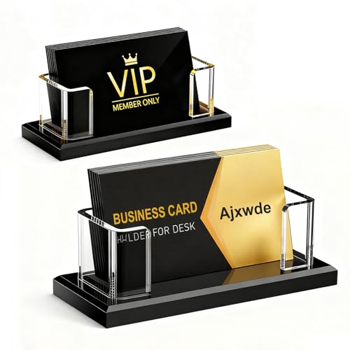 Ajxwde 2 Stück Acryl Visitenkartenhalter, Visitenkartenständer...