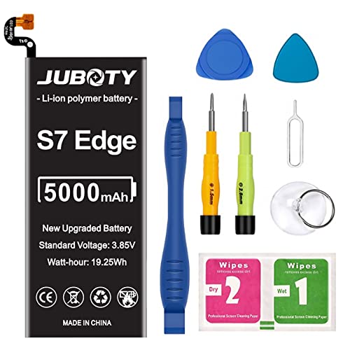 JUBOTY 5000mAh Galaxy S7 Edge Battery, Li-Polymer Internal New Upgraded 0 Cycle High Capacity Battery Replacement for Samsung Galaxy S7 Edge Model G935V G935A G935T G935F G935P with Repair Tool Kits