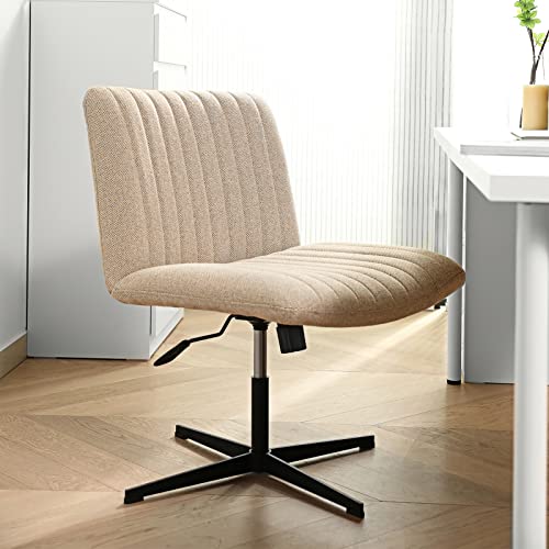 Leagoo Armless Office Desk Chair, Fabric Padded , Height Adjustable Wide Seat, Mid Back Ergonomic, Computer Task Chair, Swivel Vanity Chair With No Wheels (Mixed Color) #TOP6