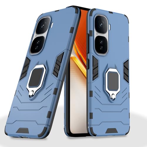 Image of Pikkme D5 Tough Armor Bumper Case | 360 Protection Case | Ring Holder Stand Back Cover for iQOO Neo 10 5G (Blue)
