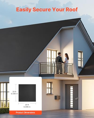 VEVOR Dachbahn, 6,096x6,096 m, Dachbahn, 1,14 mm EPDM Folie, Carportabdichtung, lange Lebensdauer & witterungsbeständig, Dachabdichtung, Dachunterlage für Wohnmobile, Dächer, Teiche