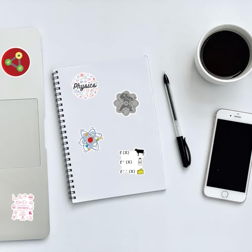 Calcomanías de física de vinilo con 123 pegatinas científicas para personalizar la laptop 8