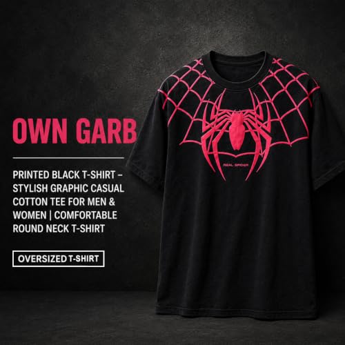 Image of Printed Black T-Shirt - Stylish Graphic Casual Cotton Tee for Men & Women | Comfortable Round Neck T-Shirt