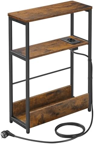 VASAGLE Small Side Table with Charging Function, Small Co…