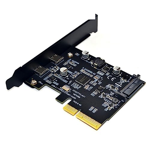 Gadpiparty Expansion Card with Dual Type C Ports Pci Express Pin Riser Card for High Speed Data Transfer and Connectivity