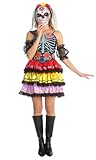 SKAYS Halloween Costumes Day Of The Dead Costume Adult Women Sugar Skull Print Mini Dress M