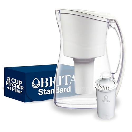 Image of Brita Medium 8 Cup Water Filter Pitcher with 1 Standard Filter, BPA Free - Marina, White