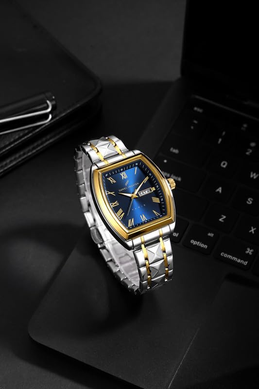 Image of Daniel Hechter Duroc Collection Luxury Watch for Men with Roman Indices, Day-Date Display and Two-Tone Studded Stainless Steel Strap
