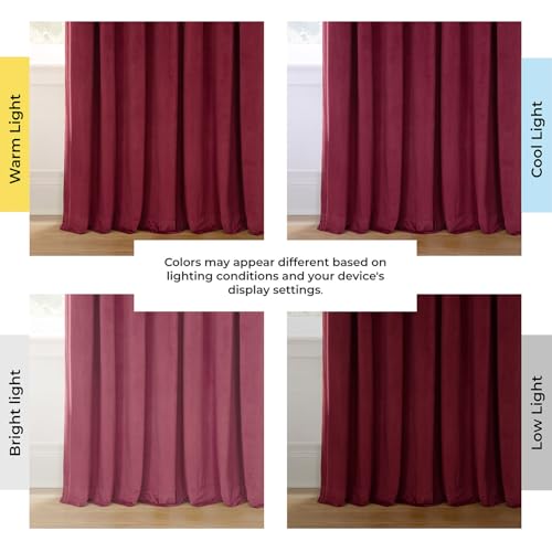 Image of HPD Half Price Drapes Velvet Blackout Curtains /Drapes - 84 Inches Long 1 Panel Blackout Curtain Signature Pleated for Living Room & Bedroom - 25W X 84L, Burgundy
