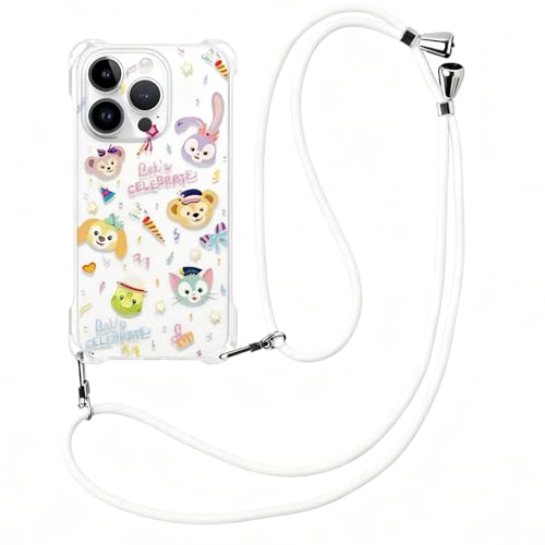 iPhone 15promax 用 ケース ディズニー ダッフィー&フレンズ 透明 ストラップ付き オールインクルーシブ 耐衝撃 衝突防止 落下防止 黄ばみ防止 かわいい