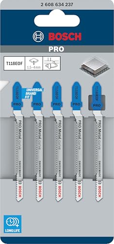 Bosch 5er-Set Stichsägeblätter für Metall PRO T118EOF Curve