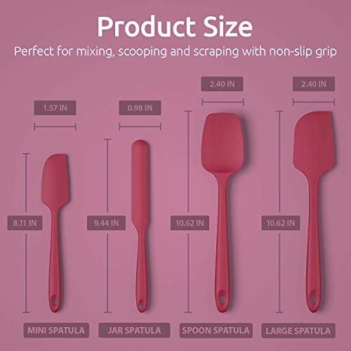 U-Taste 480ºf High Heat-Resistant Premium Silicone Spatula Set And 18/8 Stainless Steel Measuring Cups And Spoons Set (Red) #TOP1