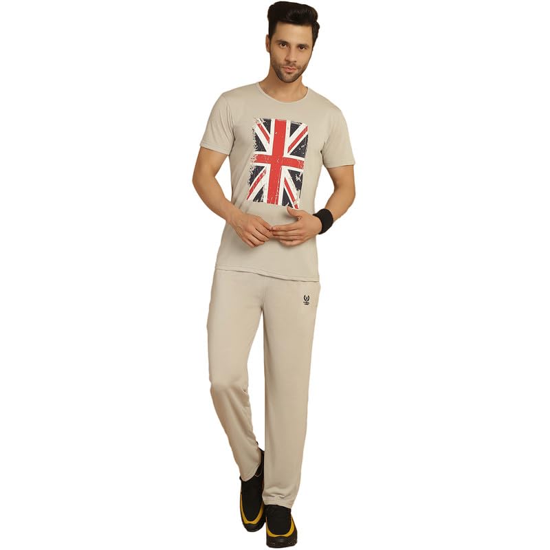 Image of VIMAL JONNEY White Cotton Printed CO-ORD Set Tracksuit for Men-T PRT 23 WHT D10 WHT. 02-P