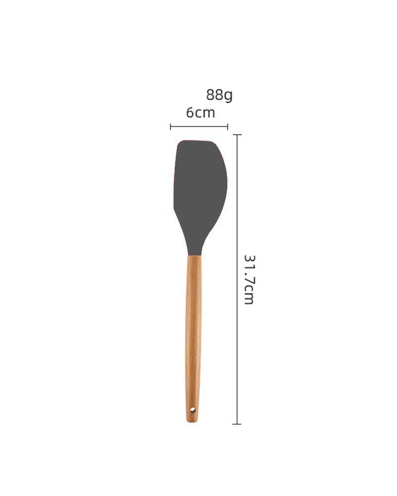 Woodtula Silicone Spatula Cooking Utensils Kitchen Utensil Set Heat Resistant Wooden Handles Kitchen Gadgets Tools Set for Nonstick Grey — Amazon image 2