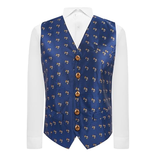 Gilet tracteur brodé bleu marine King & Priory en chevrons élégants