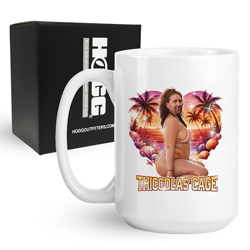Nicolas Cage Mug 15oz Ceramic Inappropriate Coffee Mug Nicolas Cage Gifts Meme Cup Funny Gag Gifts for Adults Novelty Coffee Cup Christmas Gag Gift Thiccolas Prank Gift Silly Adult Novelty