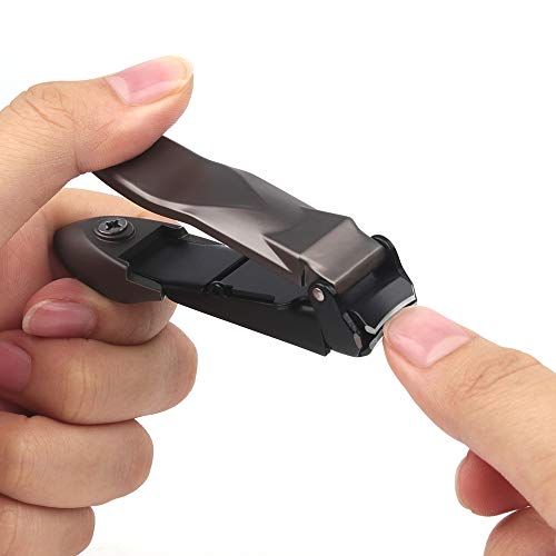 WOLYFUN No Splash Nail Clippers Set with Catcher ,Nail Cutter Set of 2 + Nail File,Stainless Steel Heavy Duty Fingernail and Toenail Clipper Gift Set for Men & Women (Large/Small)