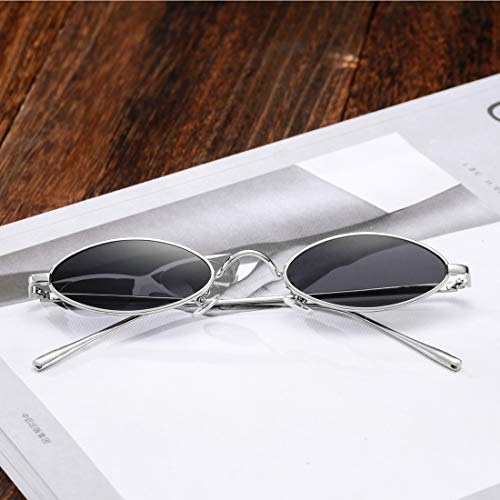 Image of COASION Vintage Small Oval Aesthetic Sunglasses Retro for Women Men Hippie Cool Metal Frame Sun Glasses
