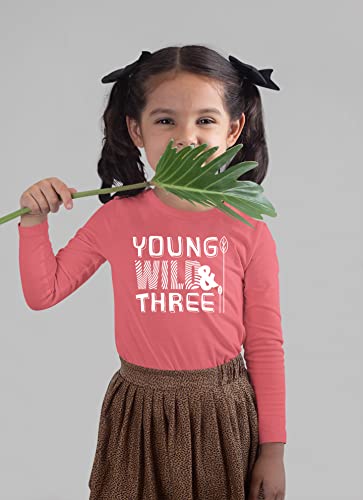 Image of Young Wild and Three Girl 3rd Birthday Outfit Toddler Shirts 3 Year Old Girls Third Party Tshirt