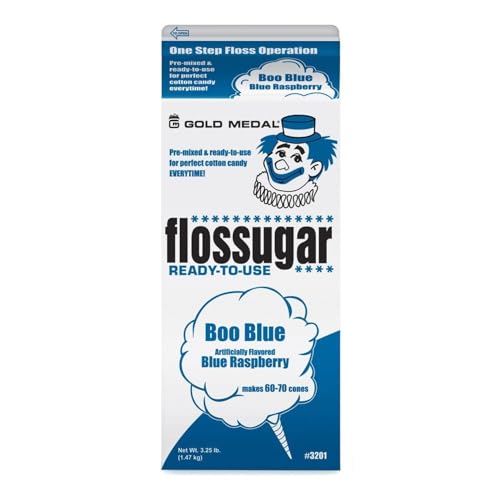 Candy Floss Sugar Blue Raspberry Flavour - Ready-Mixed 1.47kg Carton of Blue Sugar for Candy Floss Machine - Makes 60-70 Average Portions - Perfect for Parties Candy Floss Machine Sugar (1.47kg)
