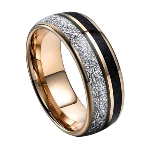 Bague tungstène et météorite 8MM, un bijou de prestige mixte