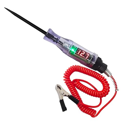 Circuit Tester - 3-70v Dc Car Truck Voltage Tester with LED Digital Test Light Retractable Spring Wire and Crocodile Clip - Battery Probe Pen for Automotive, Fuse, Wiring Circuit Checking