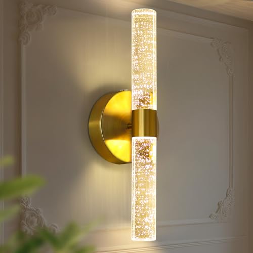 Image of Battery Operated Wall Sconce Gold, 12000mAh Rechargeable Wall Lights with Remote and Touch Control, 3000K-6000K Dimmable Wireless Wall Lamp, 15.6 inch Sconces for Bedroom Living Room (Round)