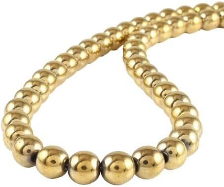Natural Golden Pyrite 8mm Round Beads Chain 18" Strand Handmade Women Necklace CHIK-NECK-83170