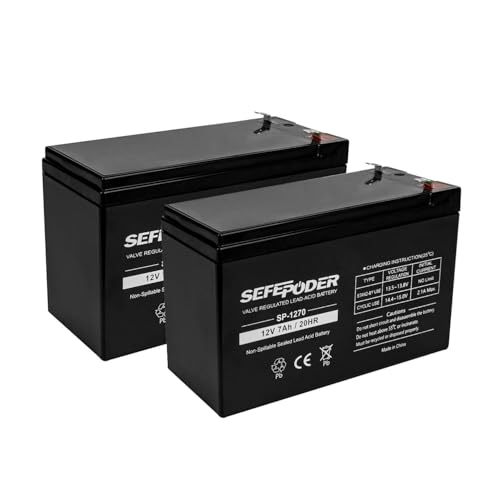 SEFEPODER 12 Volt 7ah Rechargeable Sealed Lead Acid Battery 2 Pack (F1 Terminals)