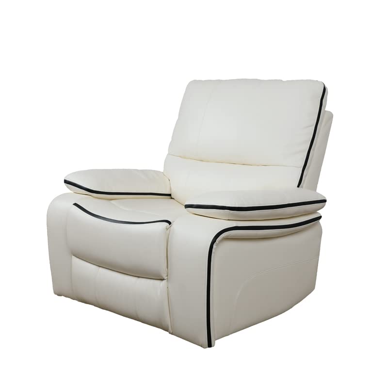 1 Pieces Manual Reclining Chair Bonded Leather for Living Room/House/Bedroom/Office (White)