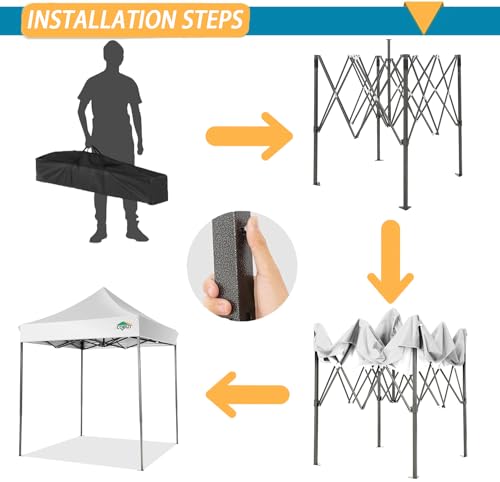 Image of COBIZI 6.6x6.6 Pop Up Canopy Tent,Heavy Duty Canopy(White No Sidewalls)