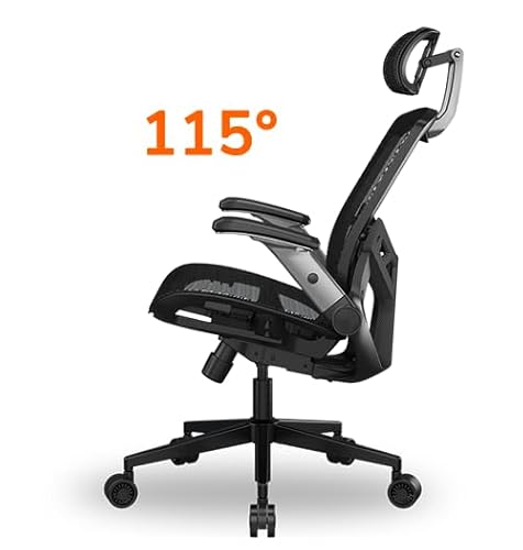 Speeder One - Sedia ergonomica da gaming: adatta al corpo, tessuto a rete, braccioli pieghevoli 2D, supporto lombare, altezza regolabile, cilindro di sollevamento a gas classe 4, ruote per - Sedia gaming - Immagine 6