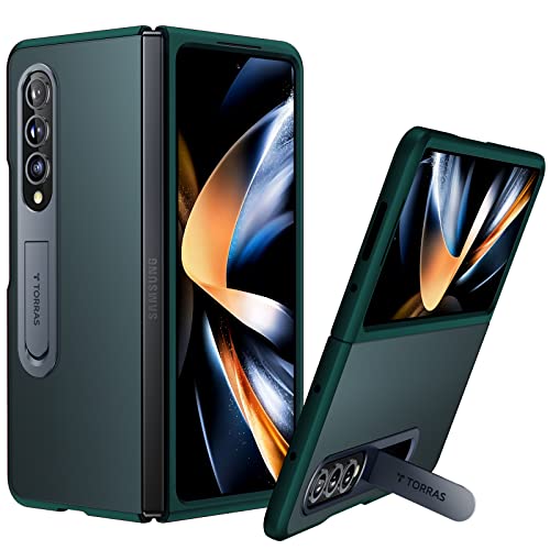 TORRAS MarsClimber Kickstand Z Fold 4 Case, Aluminum Alloy Stand, Slim Thin Translucent Matte Durable Kickstand Case for Samsung Galaxy Z Fold 4 5G Android, Green