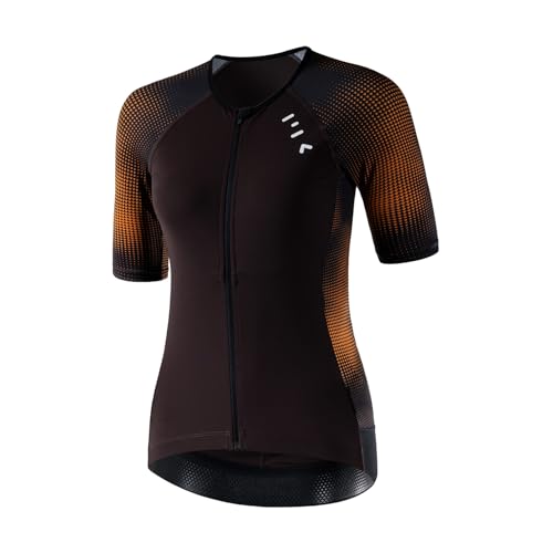 MY KILOMETRE Camiseta de Manga Corta para Triatlón Mujer - Maillot de Ciclismo con Cremallera Completa y 2 Bolsillos Traseros Reflectantes, Secado rápido, para Carrera y Natación