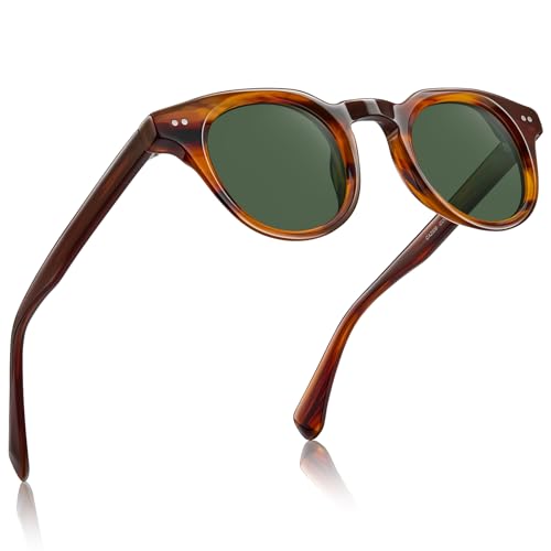 Image of CARFIA Retro Sunglasses for Men Polarized UV400 Protection, Cool Round Acetate Fashion Shades