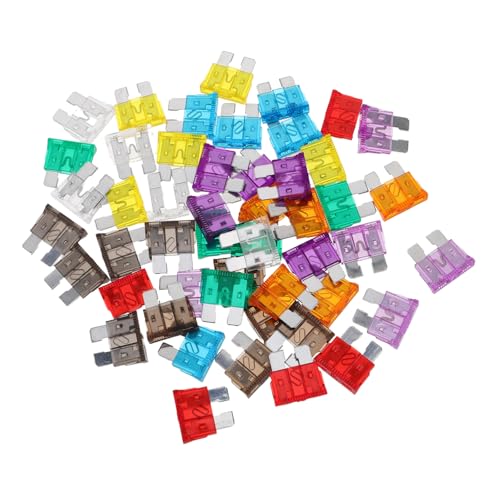 Kit de 50 fusibles automotrices mini surtidos tipo hoja con caja de almacenamiento para autos, RVs, camiones, motocicletas y botes miniatura 1