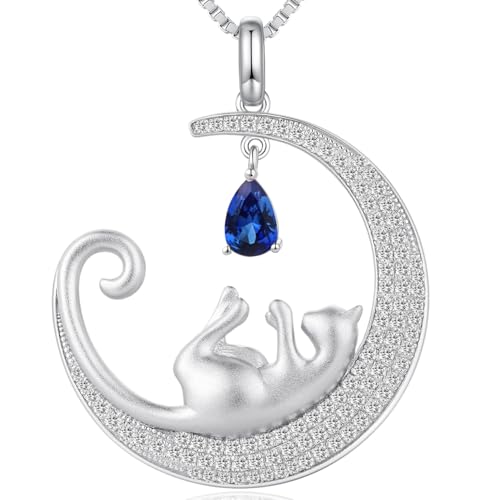 jiamiaoi Collier Chat Pendentif Argent 925 Bijoux Chat Pour les Femmes les Filles，Silver Cat...