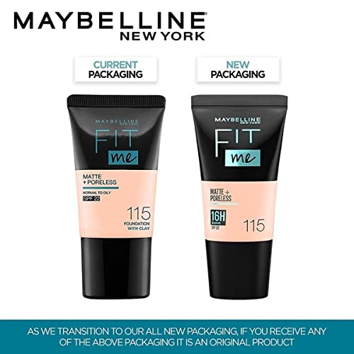 Maybelline New York Liquid Foundation, Matte & Poreless, Full Coverage Blendable Normal to Oily Skin, Fit Me, 115 Ivory, 18ml - Image 3
