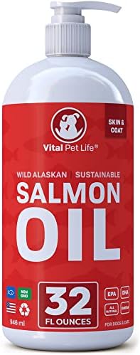 Salmon Oil for Dogs & Cats (32oz) – Fish Oil Omega 3 EPA DHA Liquid Food Supplement for Pets, All Natural, Supports Healthy Skin & Coat, Joint & Bone Health, Natural Allergy & Inflammation Defense