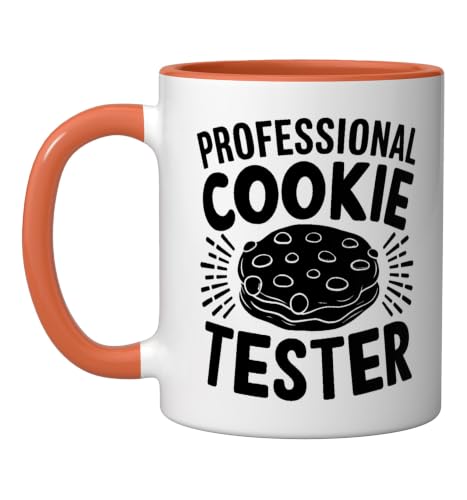 Professional Cookie Tester Funny Buscuit Christmas Cookie Ceramic Mug, Orange/White, 11oz