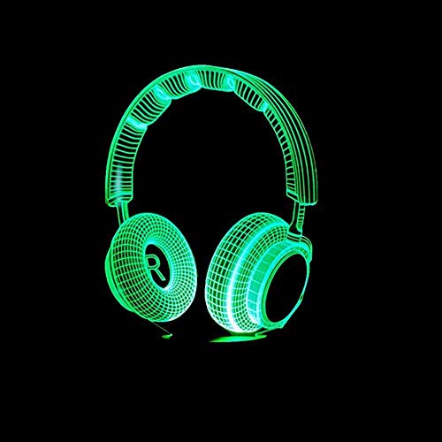 Preisvergleich Produktbild 3D Nachtlicht Dj Kopfhörer Aufnahmestudio Musikmonitor Musikmodellierungskopfhörer 7 Rgb Farbe