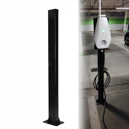 Support extérieur borne recharge en acier robuste au design noir élégant