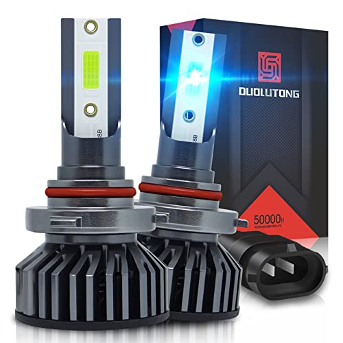 Duo Lu Tong 9005/HB3 LED Headlight Bulbs, 14000LM Super Bright Blue Headlight Conversion Kit with Cooling Fan, 8000K Blue High Beam Fog Light, Halogen Replacement, Pack of 2