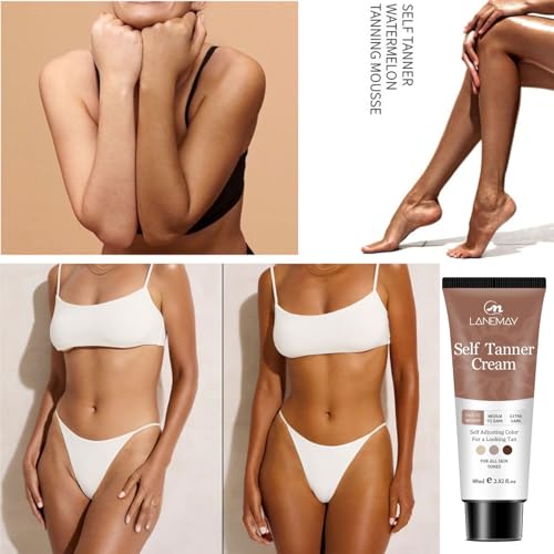 Image of Self Tanner Cream,Natural Plant-Based Formula,Self-Adjusting Color for All Skin Tones,Streak-Free Gradually develops Fake Tan,Sunless Tanner lotion,Bronzing Body Cream For Woma & Man,Fair to Dark