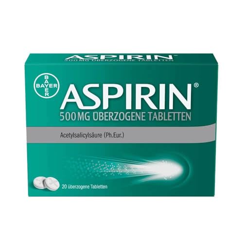 Aspirin Tablette | gegen Kopfschmerzen | schnelle und effektive Wirkung | gute Verträglichkeit klinisch belegt | 500mg ASS | 20 Stück