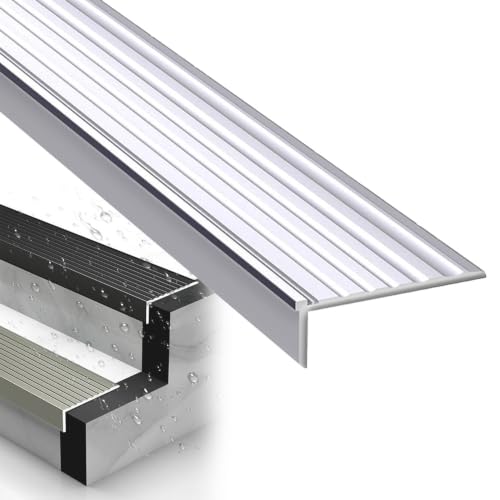 Perfil de escalón aluminio 90cm forma L antideslizante para protección de bordes en escaleras