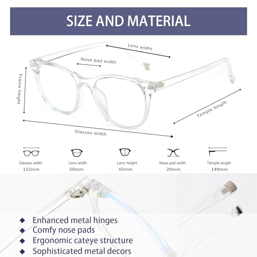 Image of OUWEN Retro Cat Eye Blue Light Blocking Glasses Womens Mens, Anti EyeStrain & UV Glare Computer Gaming Eyeglasses OW2245