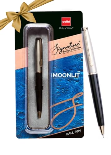 Cello Signature Moonlit Ball Pen | Blue Ink | 1 Ball Pen | White Gold, Black & Gold Finish | Premium Metal Pen for Gift | Stylish Corporate & New Year Gifts for Men & Women (B07GR4RC16) Amazon Price History, Amazon Price Tracker